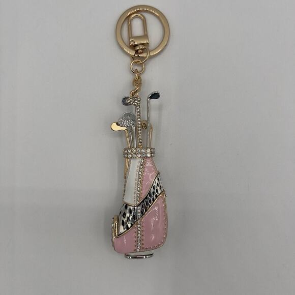 Piper K Golf Bag Keychain Pink Rhinestone Bag Charm Sports Gift For Her Gorgeous - Picture 4 of 6